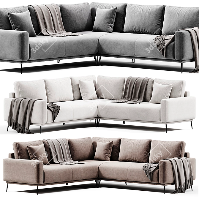 Modern Relaxing 5-Seater Corner Sofa 3D model image 3