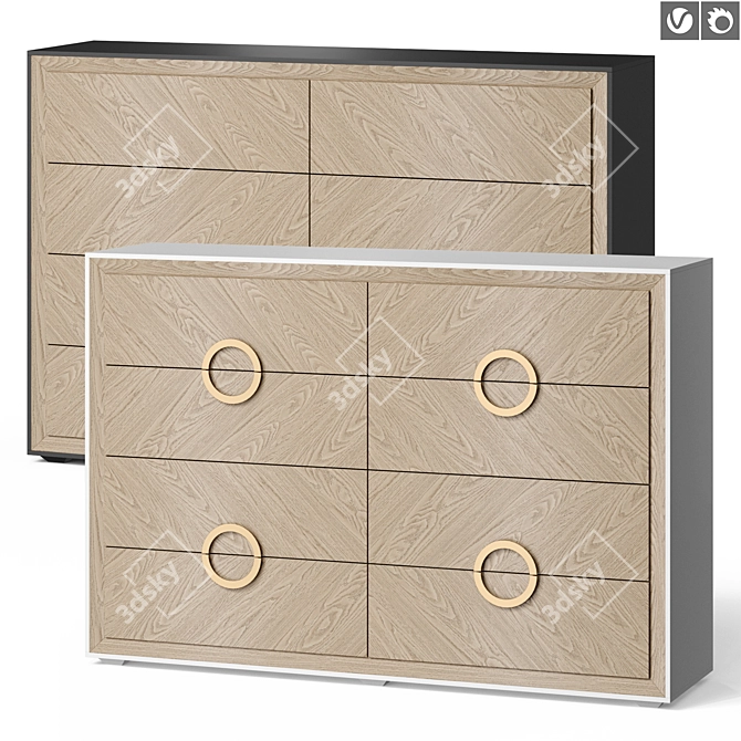 Modern Chic Deco Dresser Large 3D model image 1