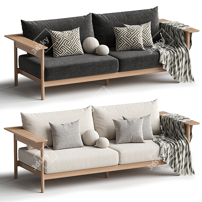 Modern Forrester White Boucle Sofa 3D model image 2