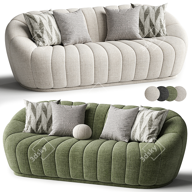 Modern Forrester White Boucle Sofa 3D model image 4