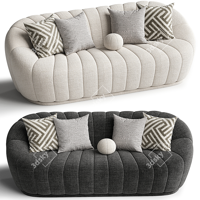 Modern Forrester White Boucle Sofa 3D model image 5