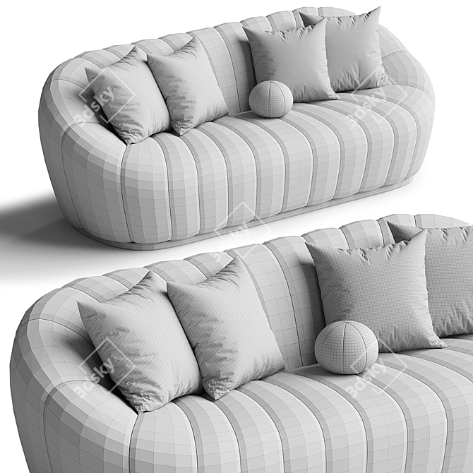 Modern Forrester White Boucle Sofa 3D model image 6