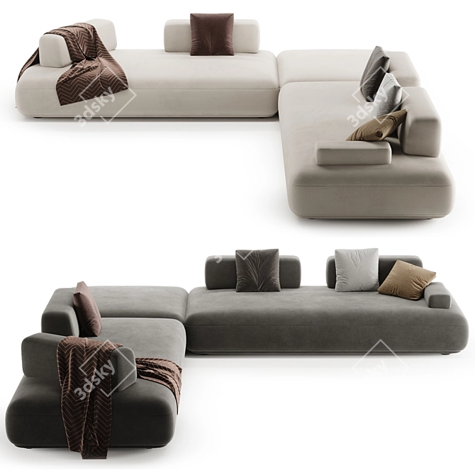 Modern Yoko Sofa in Black 3D model image 1