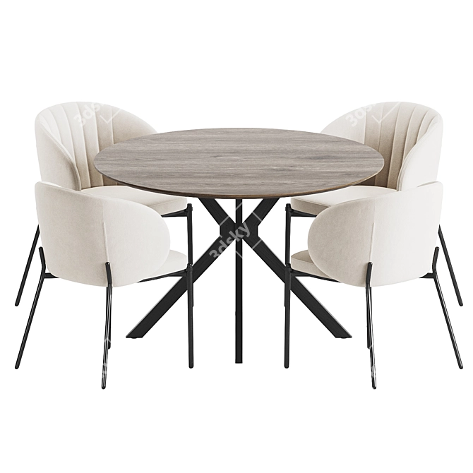Modern Shell Dining Set, Ralf 3D model image 1