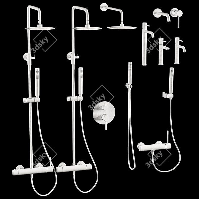 Luxury Bathroom Faucet Set 5 Materials 3D model image 7