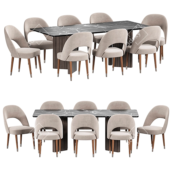 Elegant Amour Chair and Ponza Table 3D model image 2