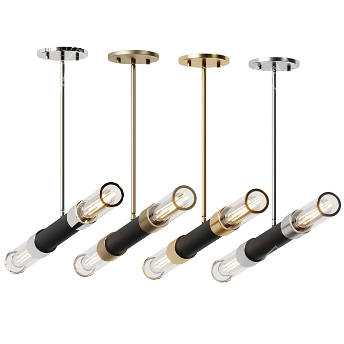 Modern Cylinder Glass Pendant Light 3D model image 3