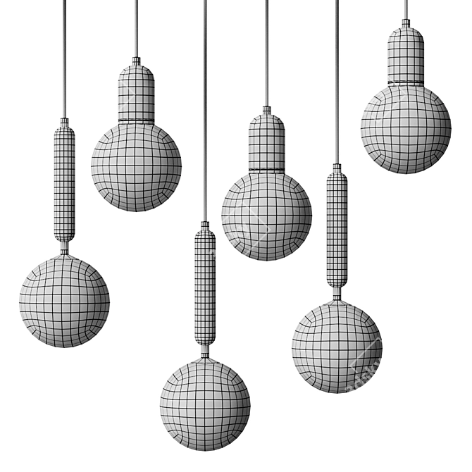 Elegant orb pendant light duo 3D model image 3