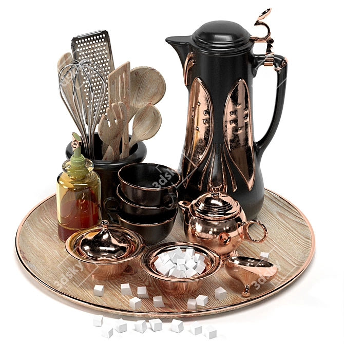 Modern Rustic Dinnerware Set 3D model image 1