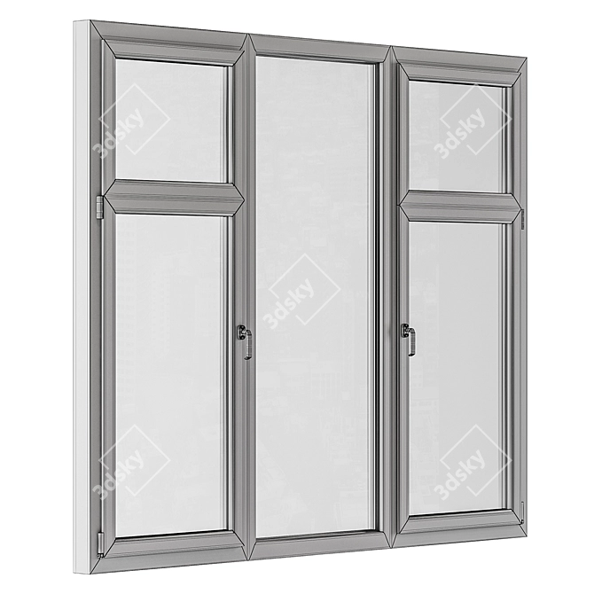 Modern White Window Frames Set 3D model image 7