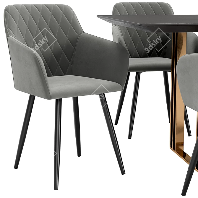 Modern Dining Chair and Table 3D model image 3
