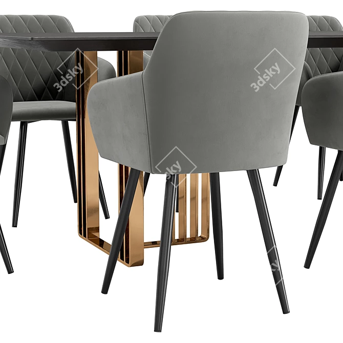 Modern Dining Chair and Table 3D model image 4