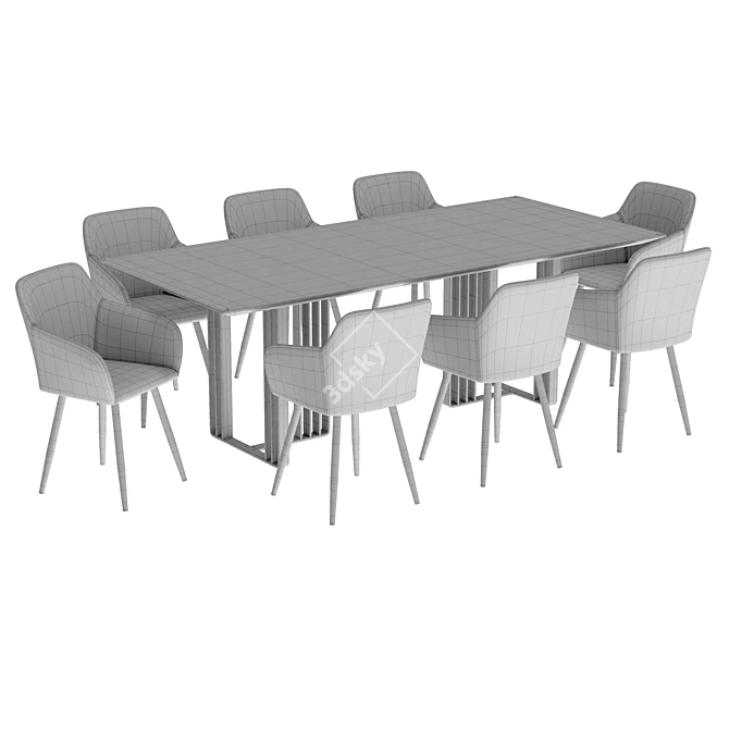 Modern Dining Chair and Table 3D model image 5