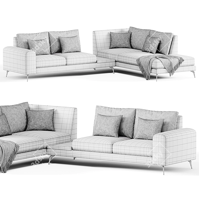 Elegant Long Island Sofa Design 3D model image 4