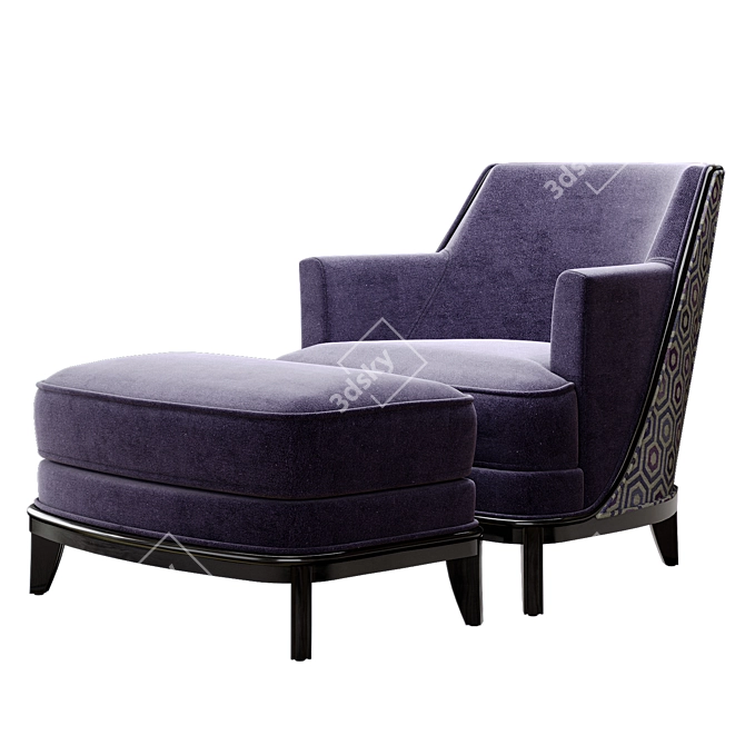 Art Deco Club Chair Set 3D model image 1