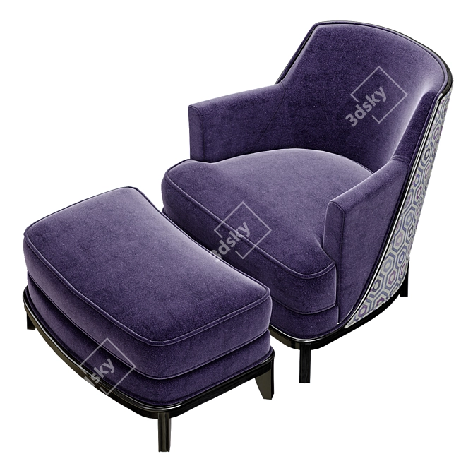 Art Deco Club Chair Set 3D model image 4