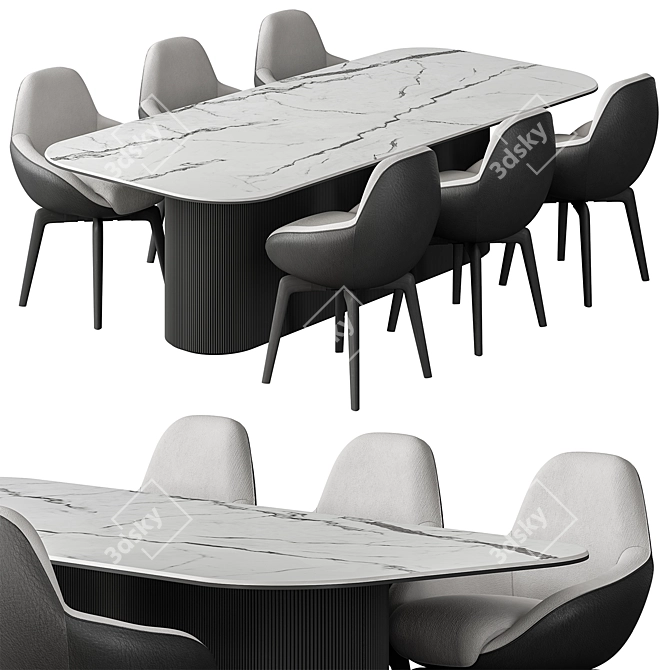 Stone Table & Dining Chairs Set 39 3D model image 1