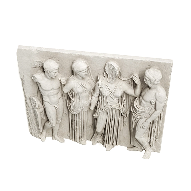 Greek Attic Relief Panel Plaster 3D model image 4