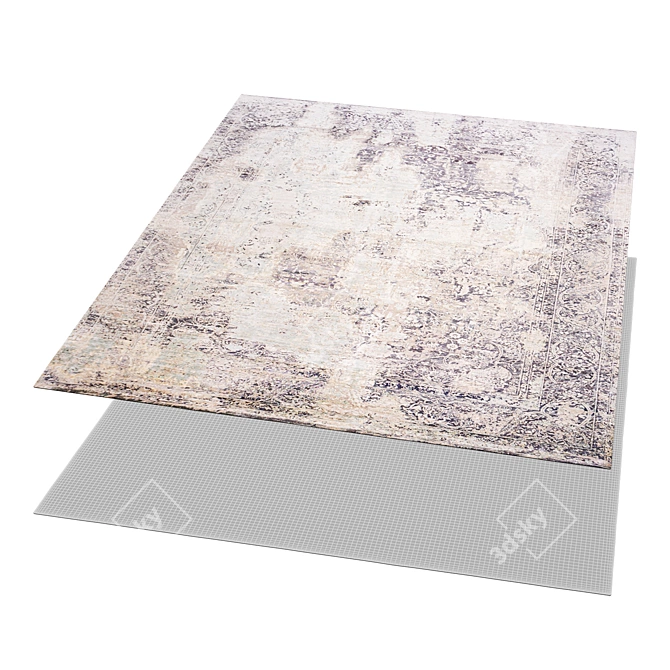 Luxurious Silk Rug India Art 3D model image 2