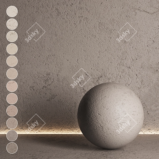Seamless Decorative Plaster Texture Pack 3D model image 1