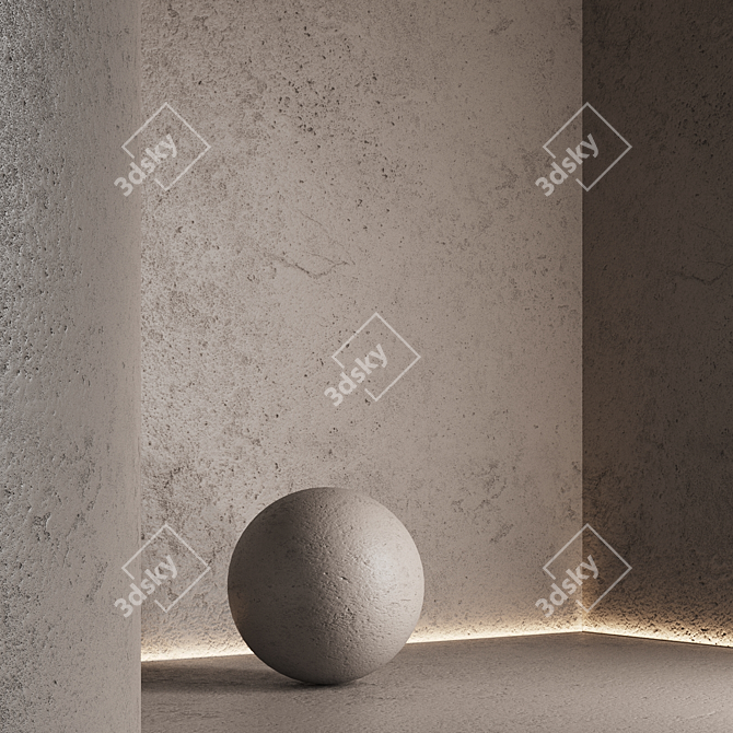 Seamless Decorative Plaster Texture Pack 3D model image 2
