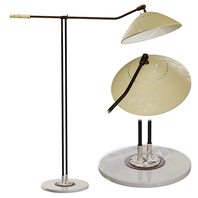 Vintage Stilnovo Adjustable Floor Lamp 3D model image 1