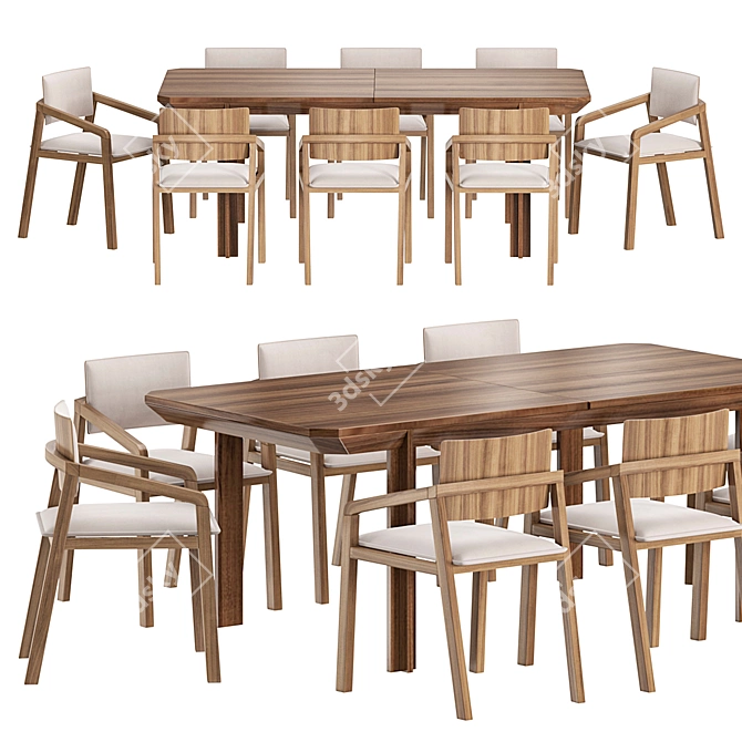 Elegant Mull Chair & Cres Table 3D model image 2