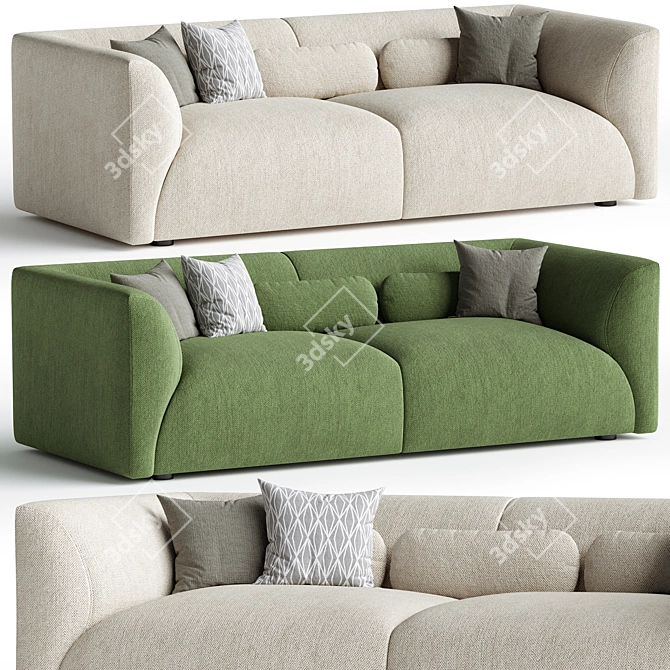 Modern Sophisticated Suede Sofa Design 3D model image 1