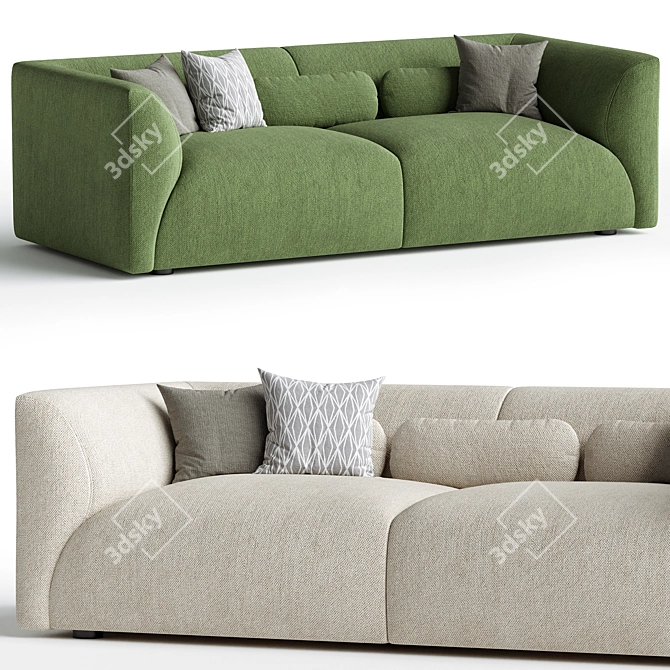 Modern Sophisticated Suede Sofa Design 3D model image 3