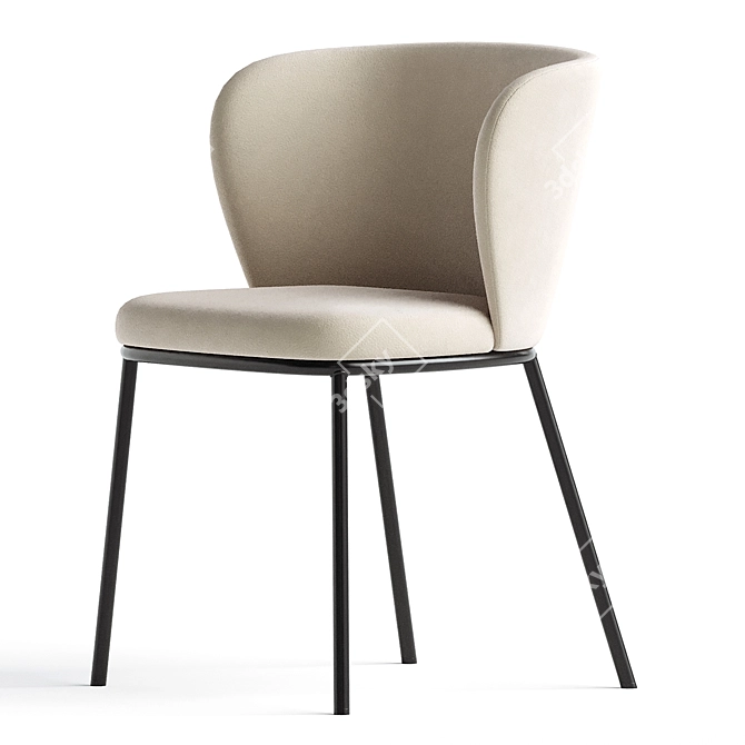Luxurious Ciselia Chenille Accent Chair 3D model image 2