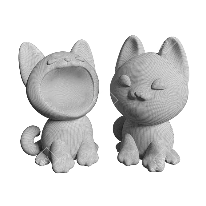 Colorful Pop Cat Plush Toy 3D model image 2