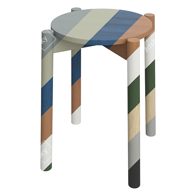 Modern Castor Stool Duo 3D model image 2