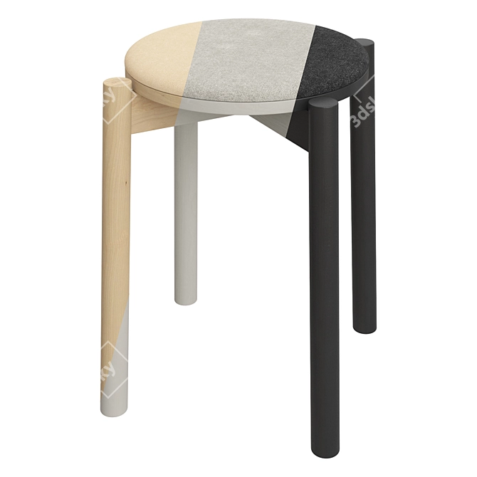 Modern Castor Stool Duo 3D model image 3