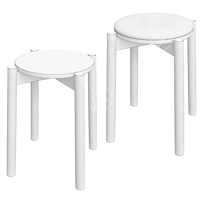 Modern Castor Stool Duo 3D model image 4