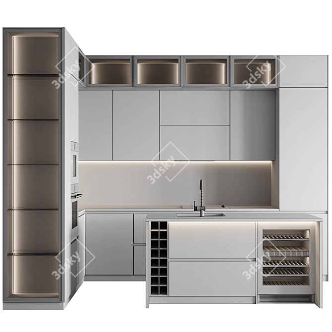 Customizable Modern Kitchen Design 3D model image 7