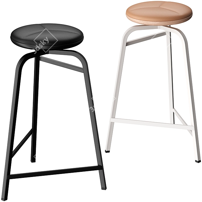 Modern Sleek Treble Bar Stool 3D model image 2