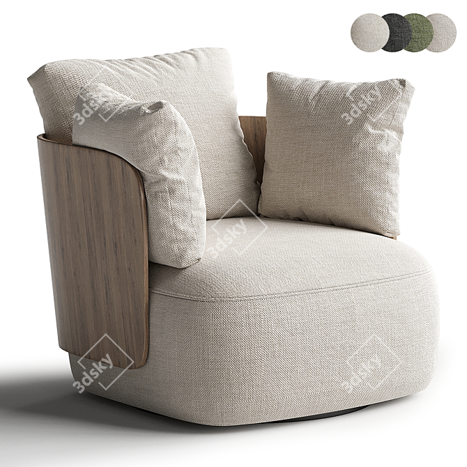 CALIN Swivel Armchair with Removable Cover 3D model image 1