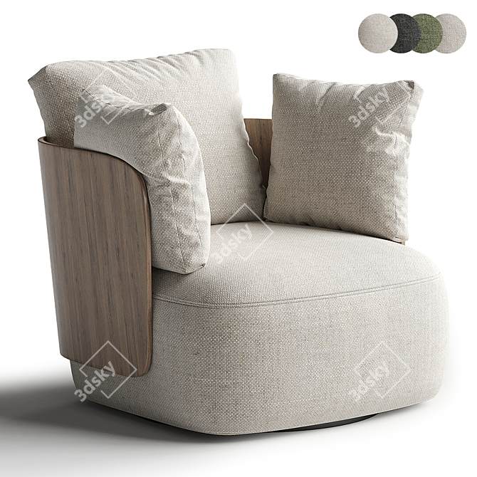 CALIN Swivel Armchair with Removable Cover 3D model image 3