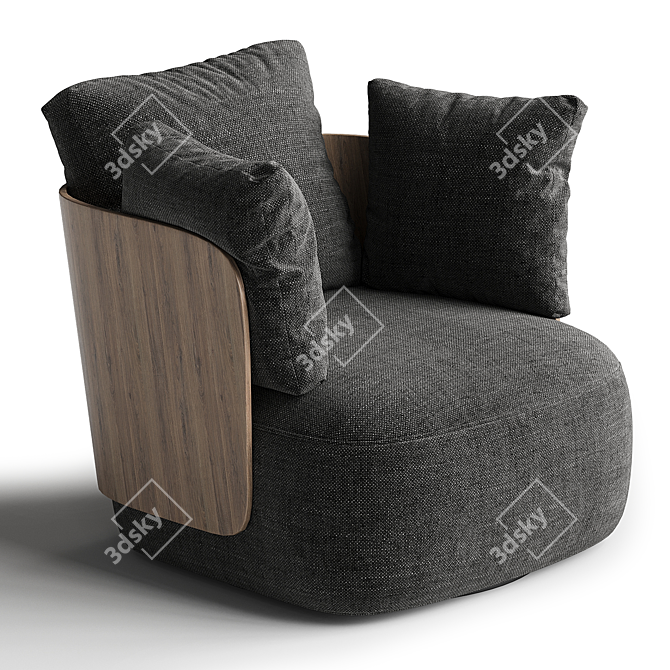 CALIN Swivel Armchair with Removable Cover 3D model image 4