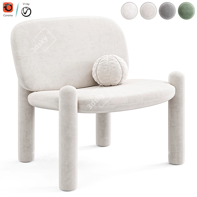 Contemporary TOTTORI Armchair Design 3D model image 5
