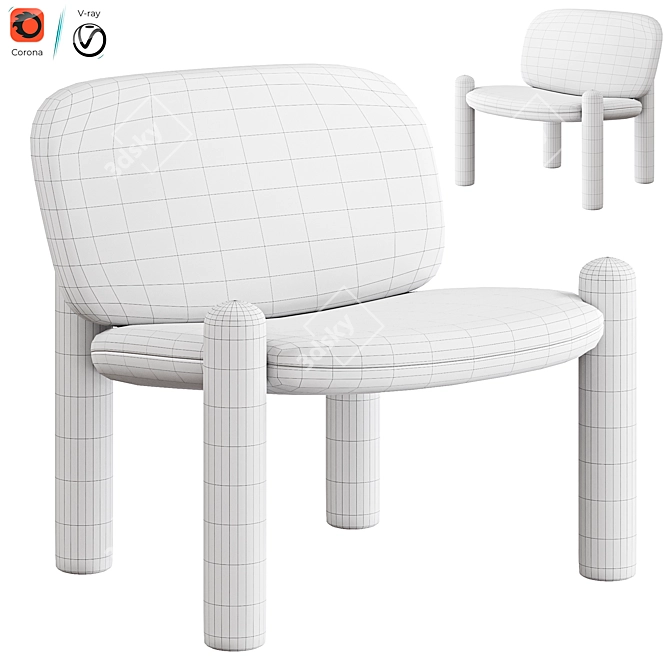 Contemporary TOTTORI Armchair Design 3D model image 7