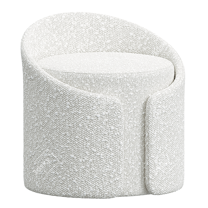 Luxury White Lamb Vanity Stool 3D model image 1