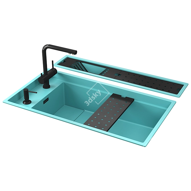 Pro Kitchen Sink Set & Dryer 3D model image 4