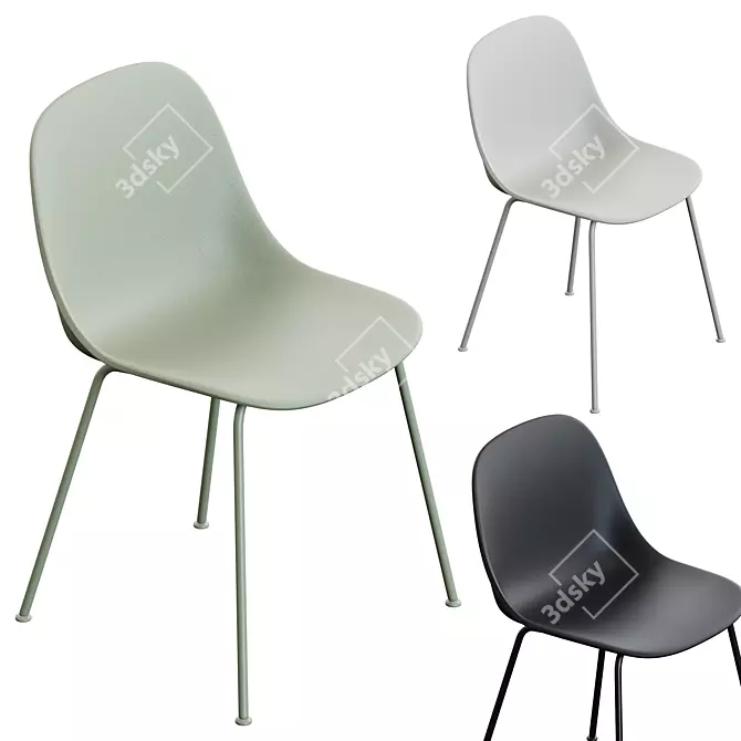 Muuto Fiber Plastic Side Chair 3D model image 5