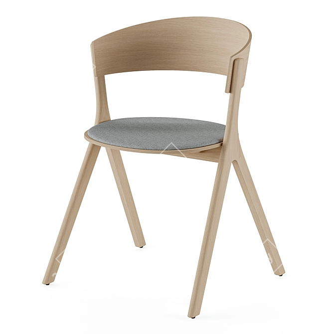 Modern Nordic V-Ray Wood Chair 3D model image 1