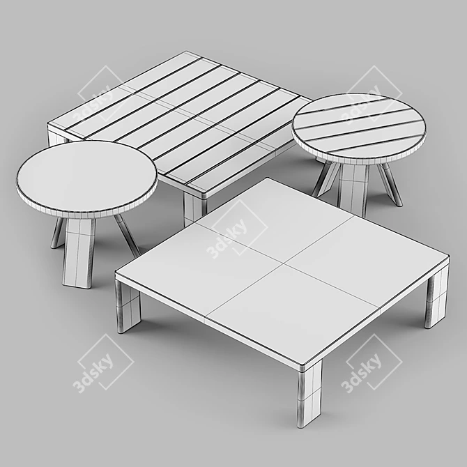 Modern Minimalist Coffee Tables Set 3D model image 6