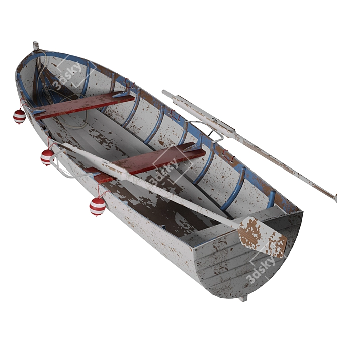 Handcrafted Wooden Boat 3D model image 2