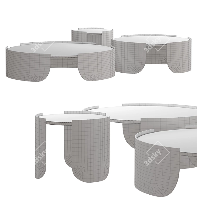 Elegant Atenae Coffee Tables Set 3D model image 2