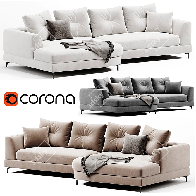 Eichholtz Modern Left Sectional Sofa 3D model image 2