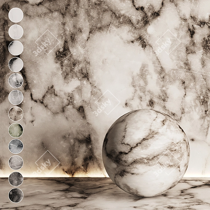 Seamless Multicolored Marble with Scratches №11 3D model image 1